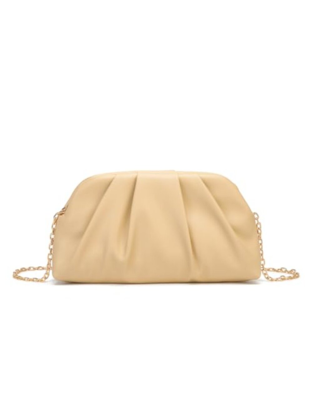 Cloud Shape Evening Clutch Fold Leather Handbag with Chain